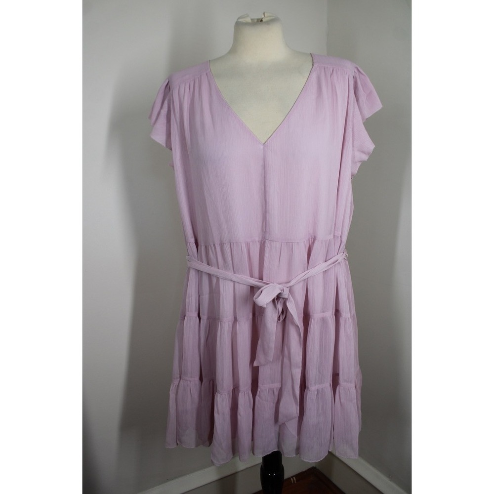 NWT Little Moon XL Lilac Purple Flutter Sleeve Belt Mini Dress Aritzia